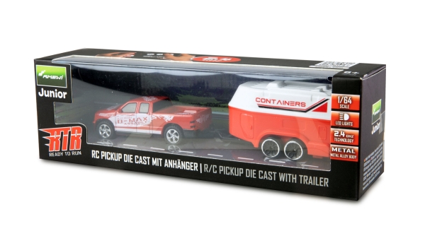 22681 RC PICKUP DIE CAST mit Pferdeanhänger 1:64 RTR rot